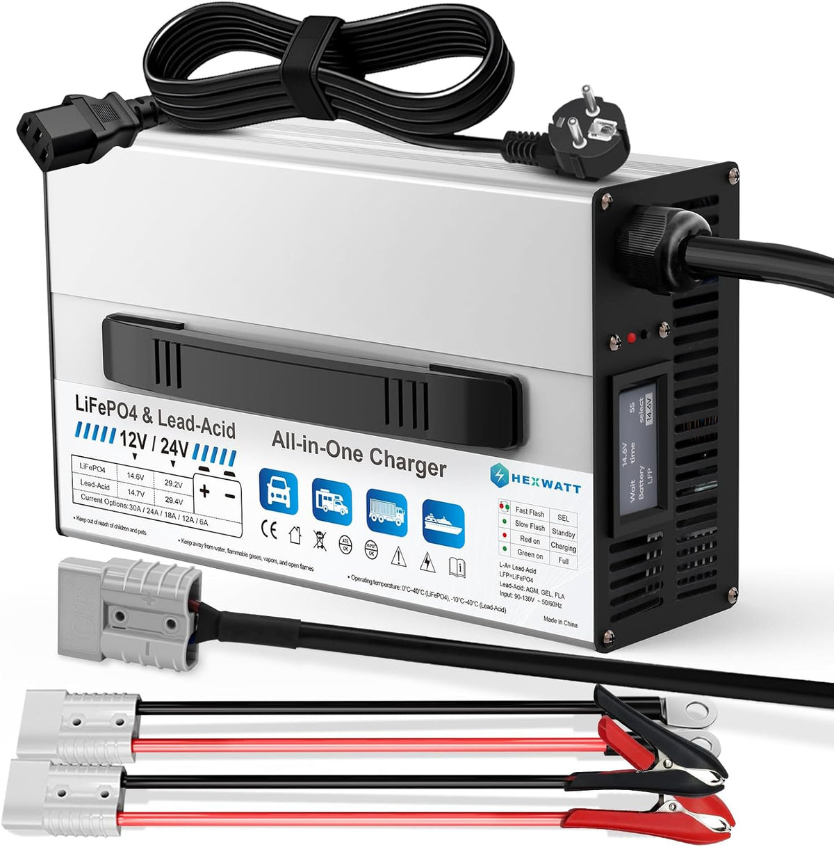 12V/24V LiFePO4 & AGM All in One Battery Charger